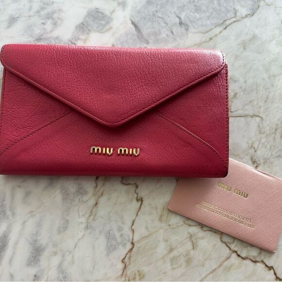 Miu Miu Raspberry Pink Envelope Wallet - Picture 1 of 17